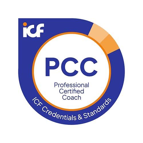 Professional Certified Coach PCC badge from the International Coaching Federation ICF for certified executive coaching.
